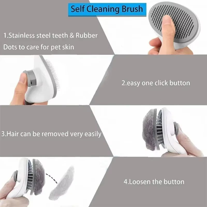 Self-Cleaning Pet Grooming Brush and Comb for Dogs and Cats - Dematting Tool and Hair Remover