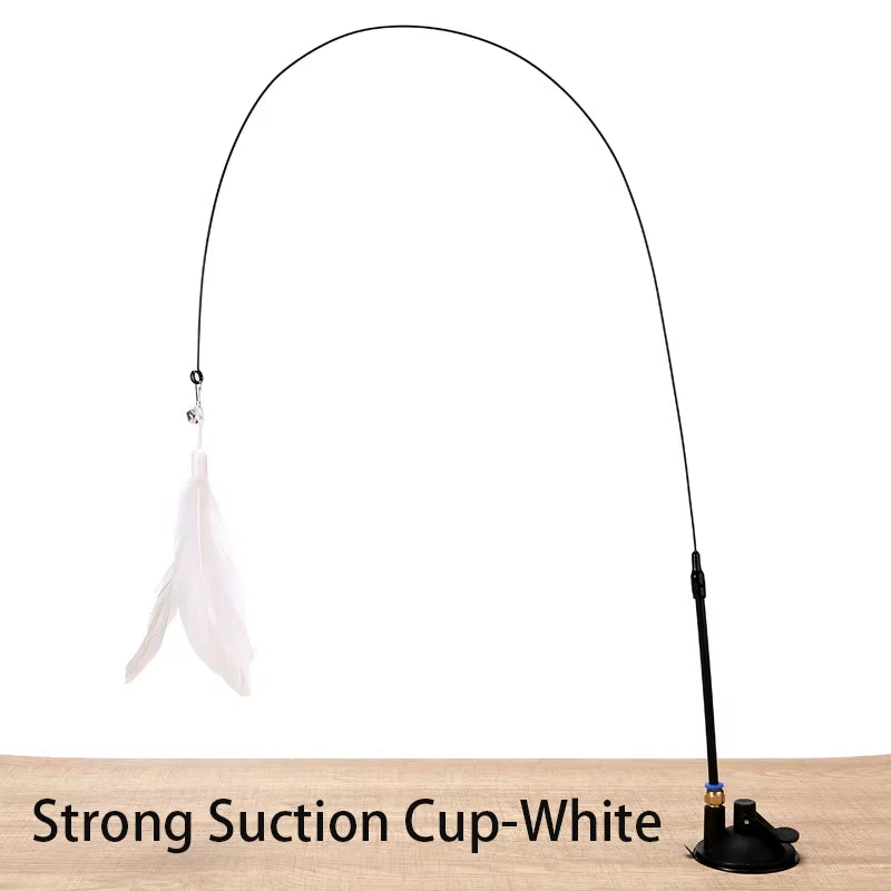 Interactive Cat Toy - Hands-Free Feather Teaser Wand with Suction Cup for Kittens and Cats