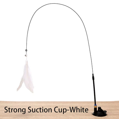 Interactive Cat Toy - Hands-Free Feather Teaser Wand with Suction Cup for Kittens and Cats