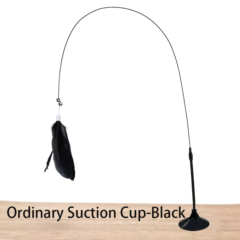 Interactive Cat Toy - Hands-Free Feather Teaser Wand with Suction Cup for Kittens and Cats