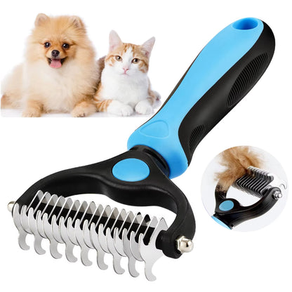Professional Pet Deshedding Brush and Grooming Tool for Dogs and Cats - Fur Remover and Knot Cutter