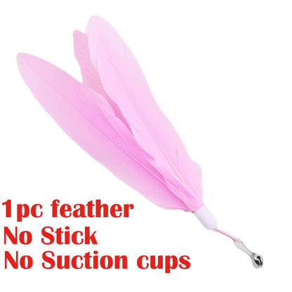 Interactive Cat Toy - Hands-Free Feather Teaser Wand with Suction Cup for Kittens and Cats
