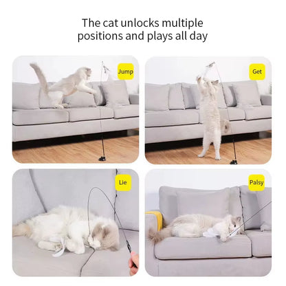 Interactive Cat Toy - Hands-Free Feather Teaser Wand with Suction Cup for Kittens and Cats