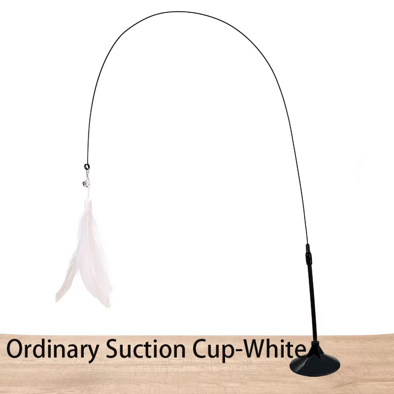 Interactive Cat Toy - Hands-Free Feather Teaser Wand with Suction Cup for Kittens and Cats