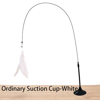 Interactive Cat Toy - Hands-Free Feather Teaser Wand with Suction Cup for Kittens and Cats