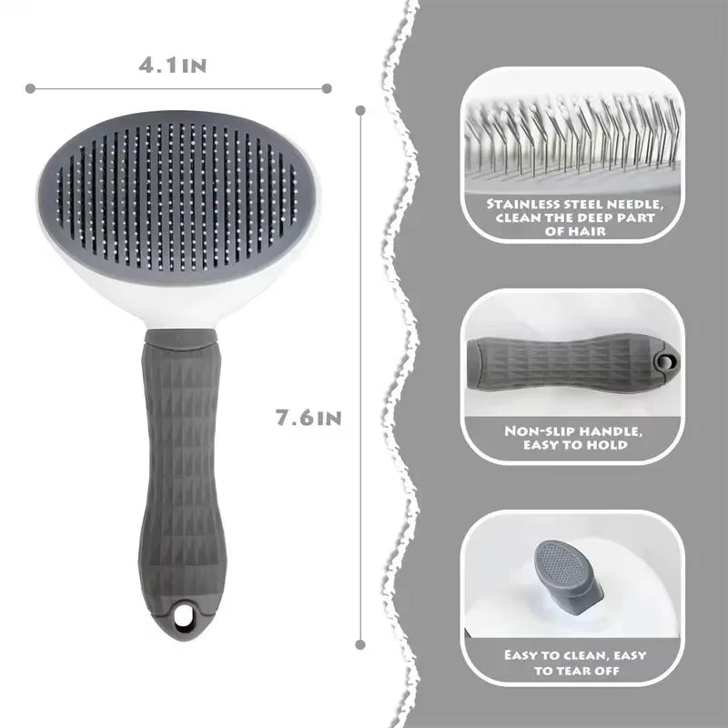 Self-Cleaning Pet Grooming Brush and Comb for Dogs and Cats - Dematting Tool and Hair Remover