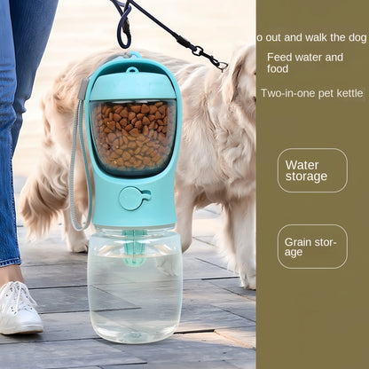 Portable Pet Water Bottle with Food Storage Container for Dogs and Cats - Ideal for Outdoor Travel and Feeding