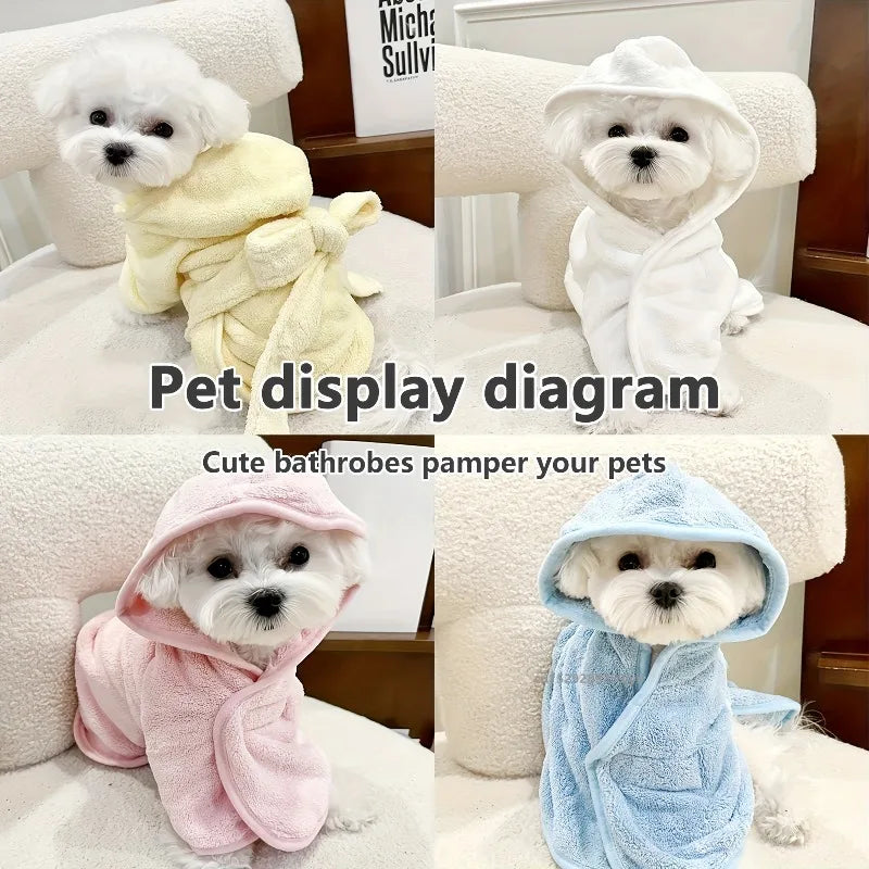 Quick-Drying Absorbent Bath Towel Robe for Small to Medium Dogs and Cats
