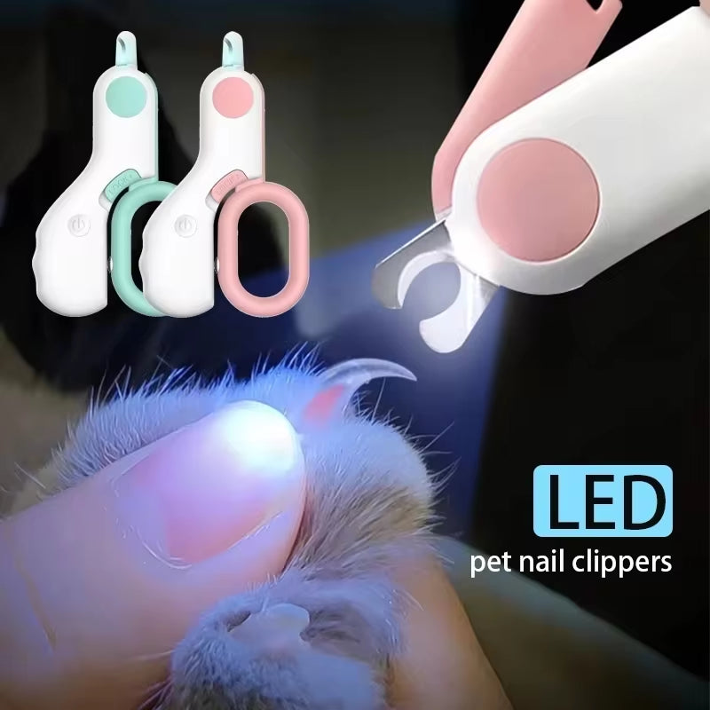 LED Light Professional Pet Nail Clipper for Cats and Small Dogs - Grooming Scissors and Accessories