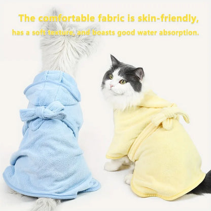 Quick-Drying Absorbent Bath Towel Robe for Small to Medium Dogs and Cats