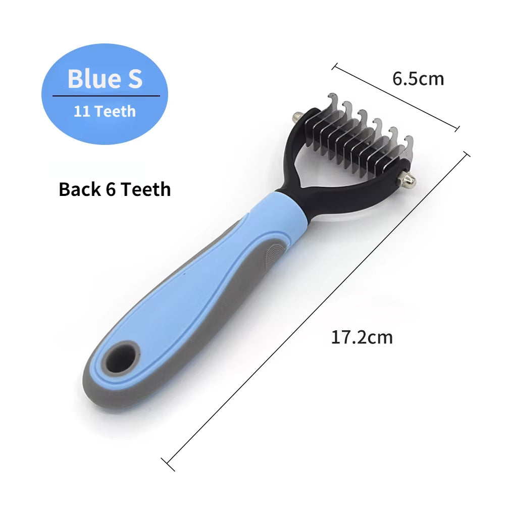 Professional Pet Deshedding Brush and Grooming Tool for Dogs and Cats - Fur Remover and Knot Cutter